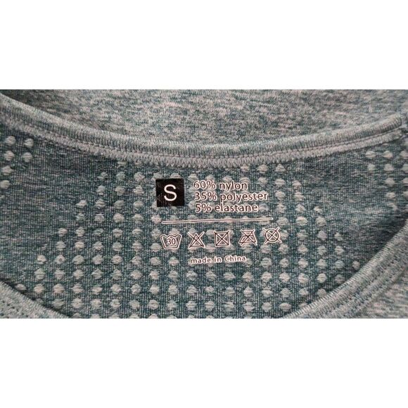 Womens Size Small Green Cross Fit Training Long Sleeve Workout Crop Top Stretch - Picture 5 of 5